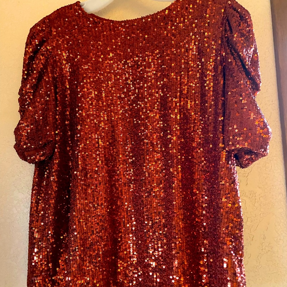 Orange sequin top!